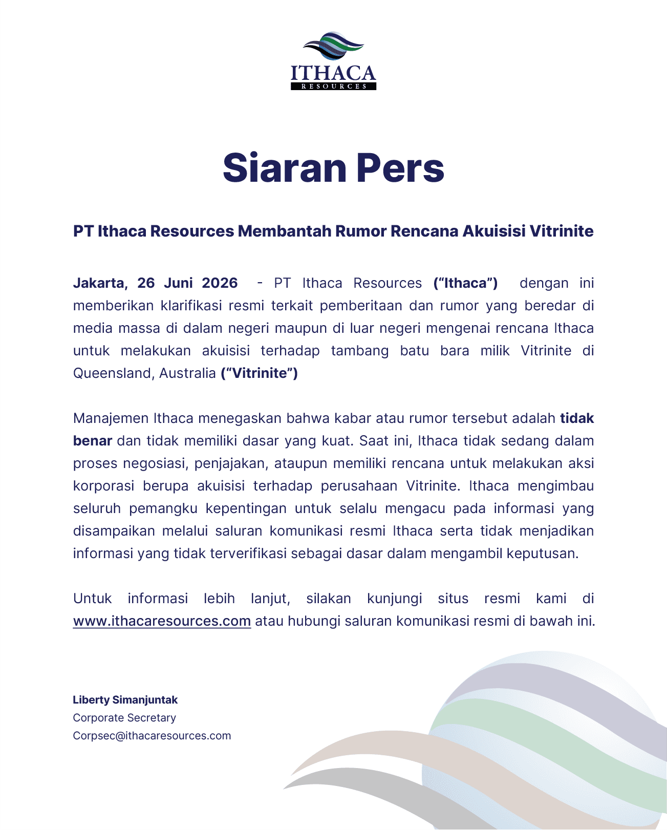 IR_Siaran Pers; Rumor Vitrinite (ID)